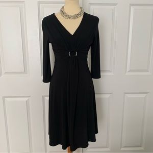 Black Stretch Dress with Silver Detail